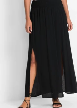 bonprix bonprix Falda larga de viscosa fluida Negro Online