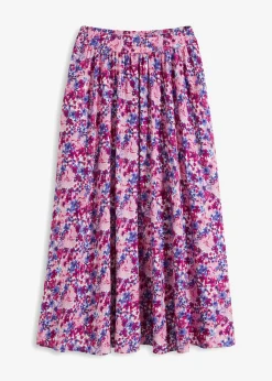 bonprix bonprix Falda larga de viscosa pura morado oscuro/rosa fucsia Discount