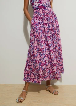 bonprix bonprix Falda larga de viscosa pura morado oscuro/rosa fucsia Discount