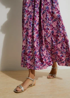 bonprix bonprix Falda larga de viscosa pura morado oscuro/rosa fucsia Discount