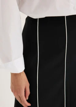 bonprix bonprix Falda larga elástica de bengalina Negro-blanco lana Best