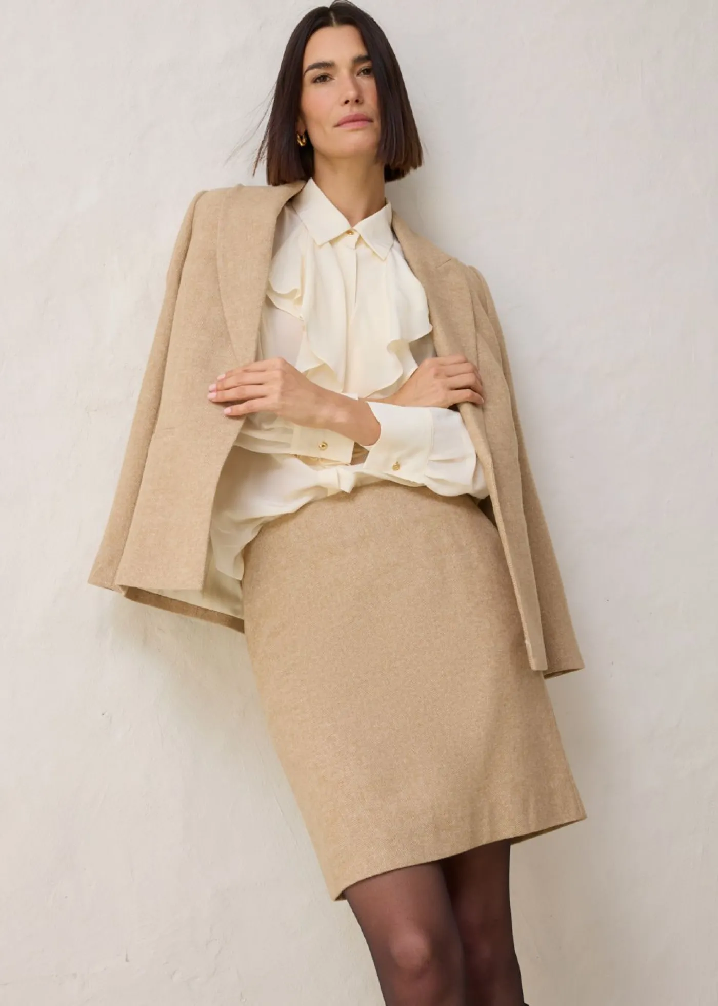 bonprix bonprix Falda lápiz Beige natural jaspeado New