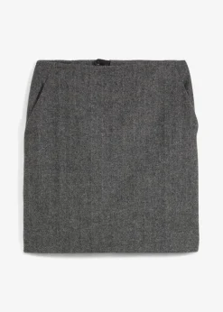 bonprix bonprix Falda lápiz gris/negro moteado Outlet