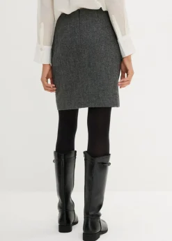 bonprix bonprix Falda lápiz gris/negro moteado Outlet