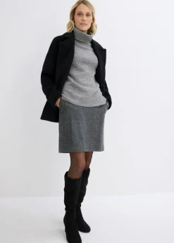 bonprix bonprix Falda lápiz gris/negro moteado Outlet