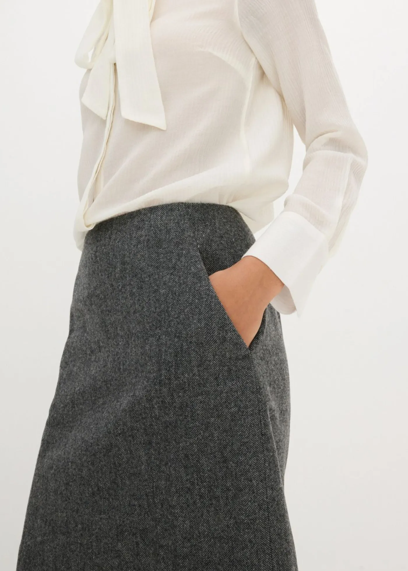 bonprix bonprix Falda lápiz gris/negro moteado Outlet