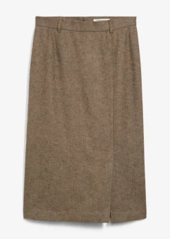 bonprix bonprix Falda lápiz con lana marrón oscuro moteado Best