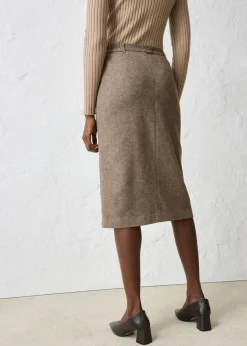 bonprix bonprix Falda lápiz con lana marrón oscuro moteado Best