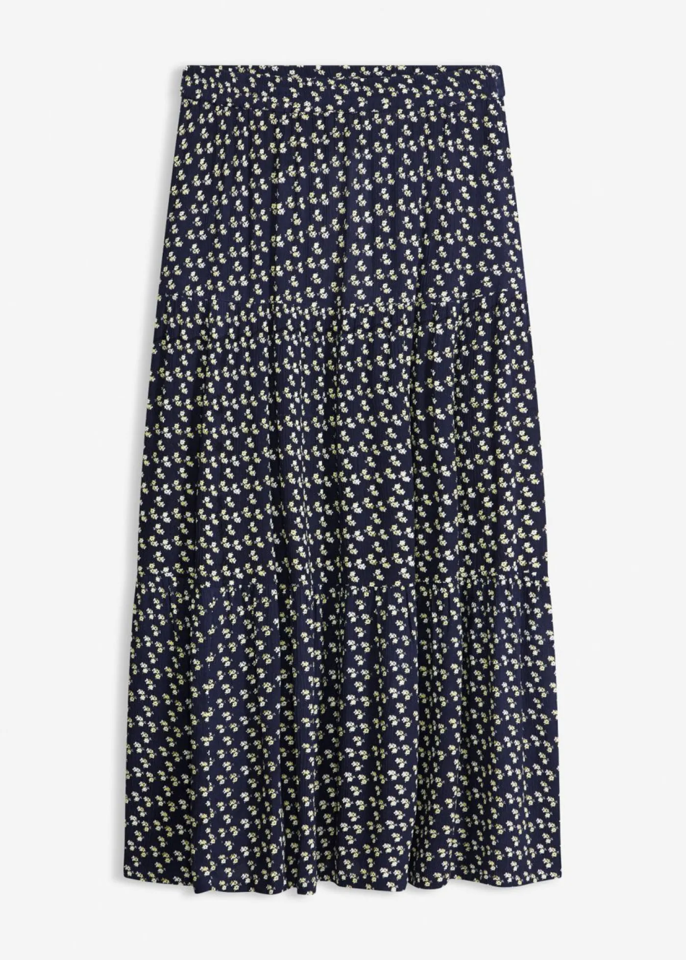 bonprix bonprix Falda maxi a capas con viscosa estructurada Azul marino de flores Hot