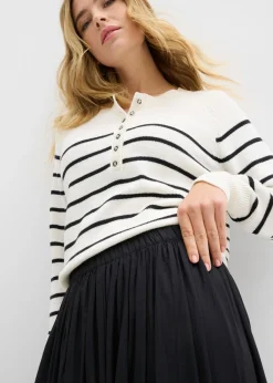 bonprix bonprix Falda maxi de mezcla de viscosa fluida Negro Hot