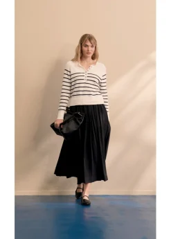 bonprix bonprix Falda maxi de mezcla de viscosa fluida Negro Hot