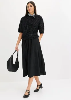 bonprix bonprix Falda midi Negro Discount