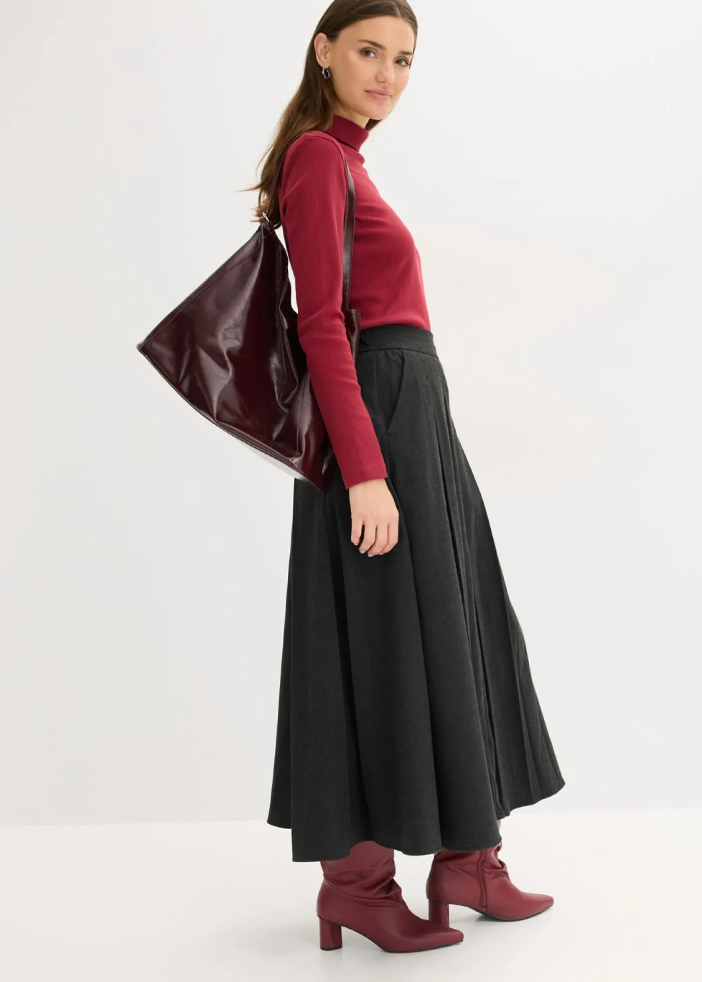 bonprix bonprix Falda midi Antracita oscuro jaspeado Best