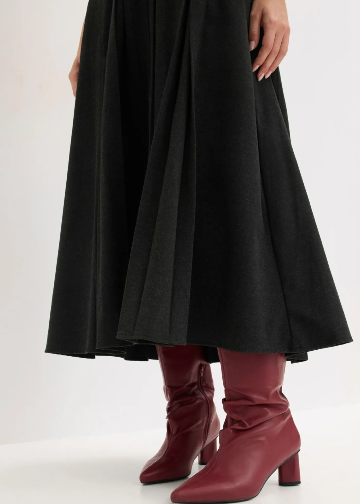 bonprix bonprix Falda midi Antracita oscuro jaspeado Best