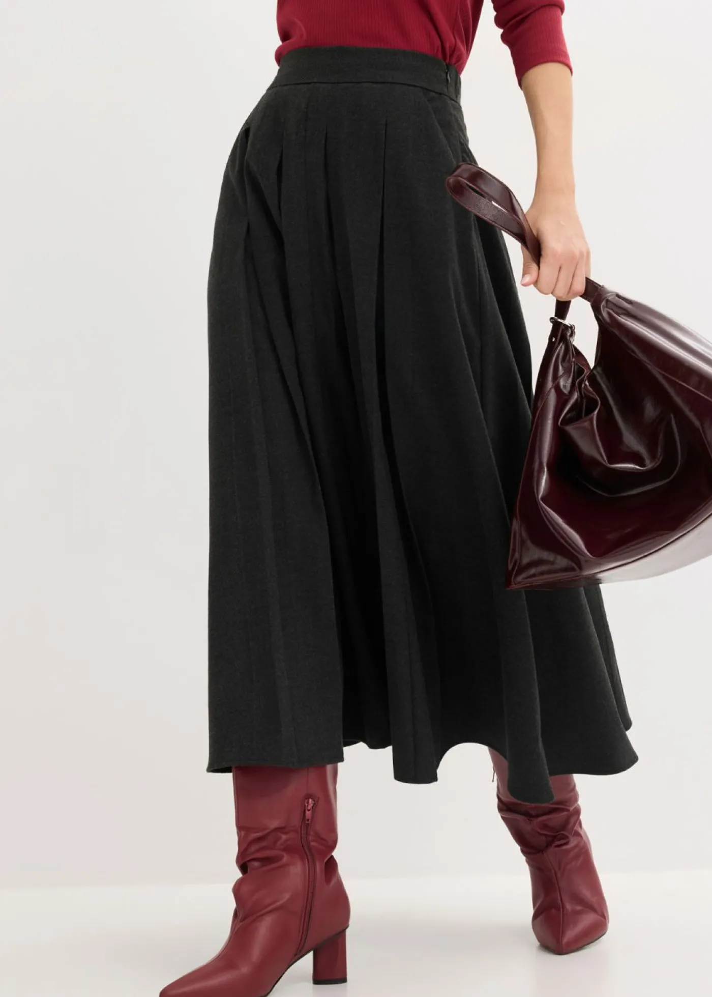bonprix bonprix Falda midi Antracita oscuro jaspeado Best