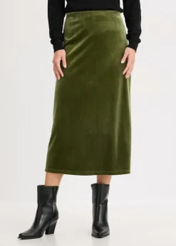bonprix bonprix Falda midi caqui oscuro Discount