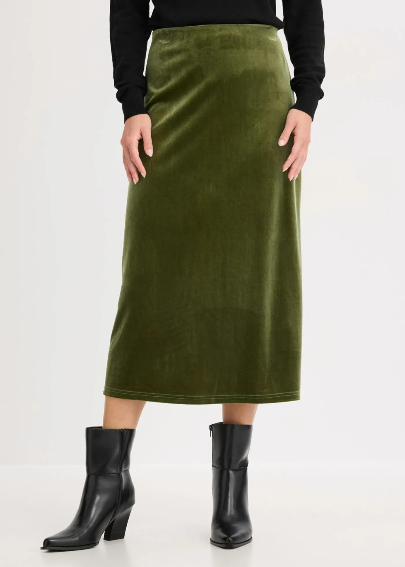 bonprix bonprix Falda midi caqui oscuro Discount