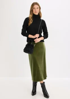 bonprix bonprix Falda midi caqui oscuro Discount