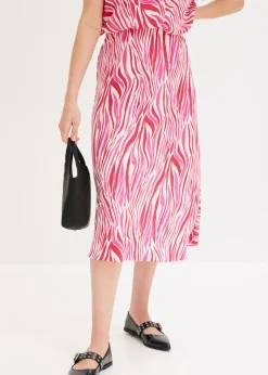 bonprix bonprix Falda midi con cintura cómoda crema-rosa caliente Outlet