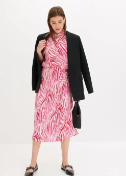 bonprix bonprix Falda midi con cintura cómoda crema-rosa caliente Outlet