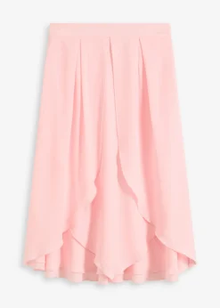 bonprix bonprix Falda midi con volantes Cuarzo rosa Online