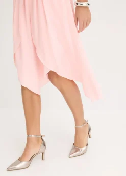 bonprix bonprix Falda midi con volantes Cuarzo rosa Online