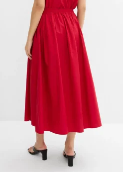 bonprix bonprix Falda midi de algodón puro rojo cayena Clearance