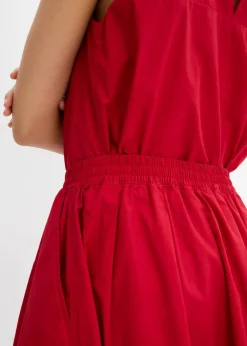 bonprix bonprix Falda midi de algodón puro rojo cayena Clearance
