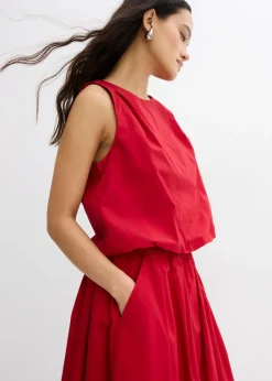 bonprix bonprix Falda midi de algodón puro rojo cayena Clearance