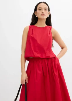 bonprix bonprix Falda midi de algodón puro rojo cayena Clearance