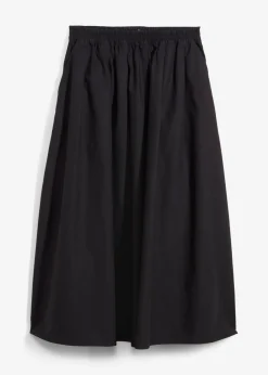 bonprix bonprix Falda midi de algodón puro Negro Hot