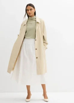 bonprix bonprix Falda midi de algodón puro Blanco Best