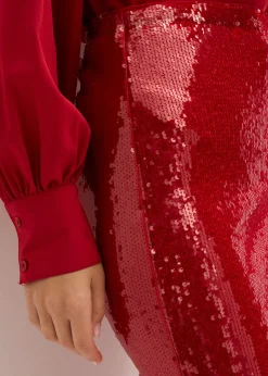 bonprix bonprix Falda midi de lentejuelas rojo cayena New