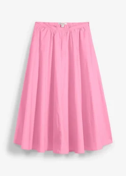 bonprix bonprix Falda midi de mezcla de algodón elástico Rosa Discount