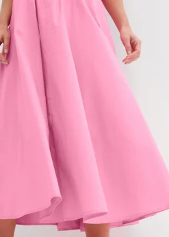 bonprix bonprix Falda midi de mezcla de algodón elástico Rosa Discount