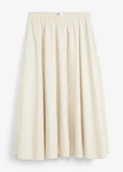 bonprix bonprix Falda midi de mezcla de lino gris guijarro Hot