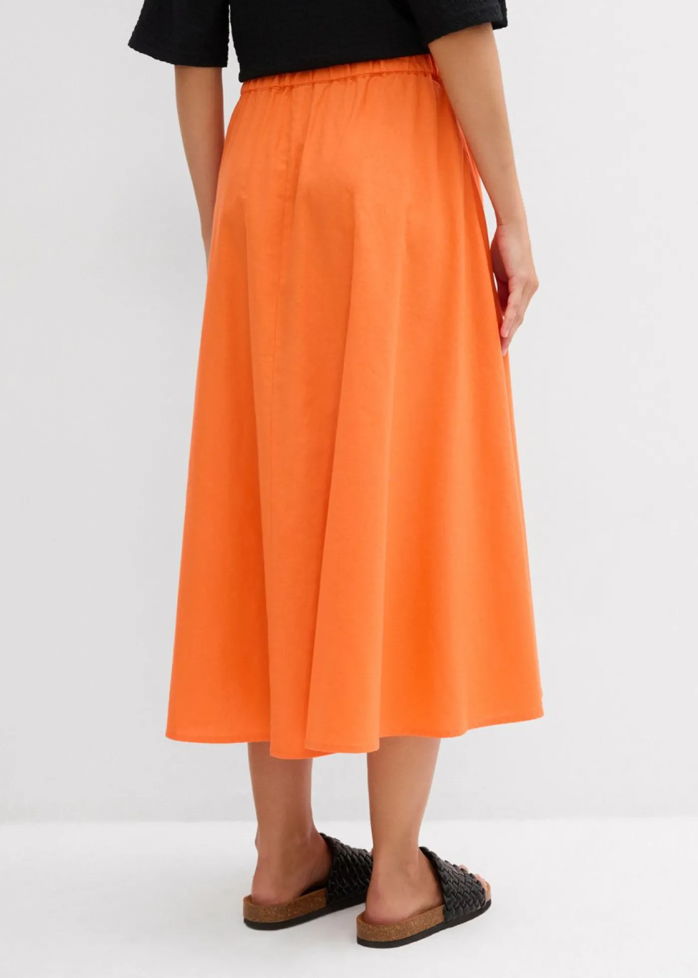 bonprix bonprix Falda midi de mezcla de lino mango Outlet