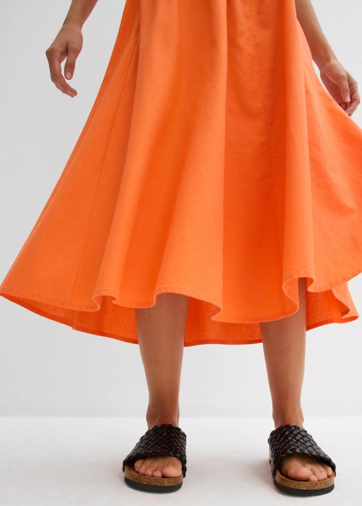bonprix bonprix Falda midi de mezcla de lino mango Outlet