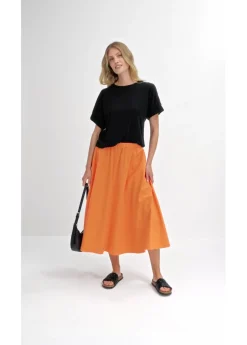 bonprix bonprix Falda midi de mezcla de lino mango Outlet