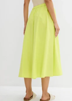 bonprix bonprix Falda midi de mezcla de lino Amarillo cítrico