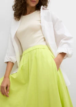 bonprix bonprix Falda midi de mezcla de lino Amarillo cítrico