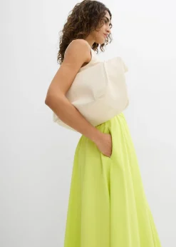 bonprix bonprix Falda midi de mezcla de lino Amarillo cítrico