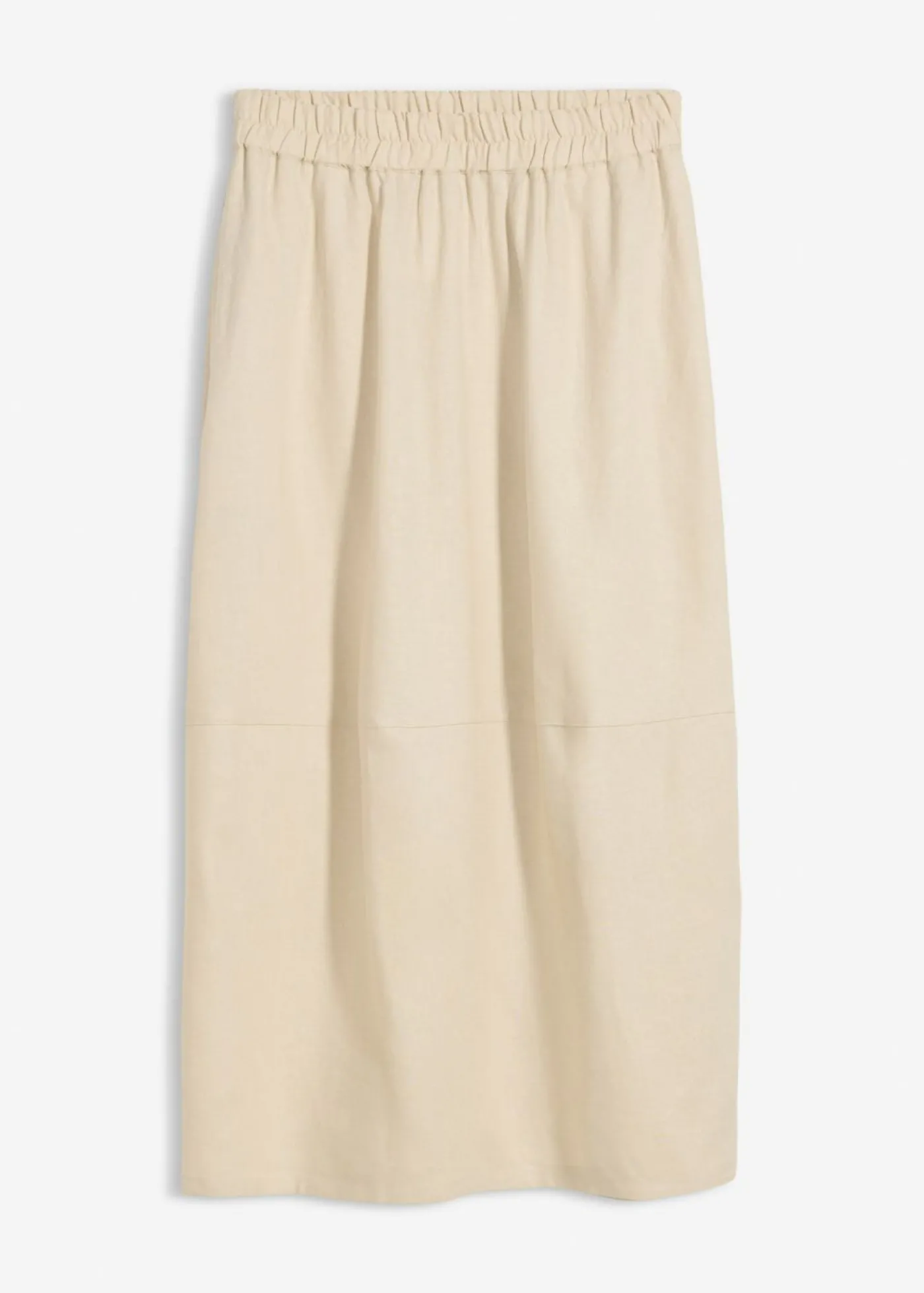 bonprix bonprix Falda midi de mezcla de lino ligero Arena claro Online