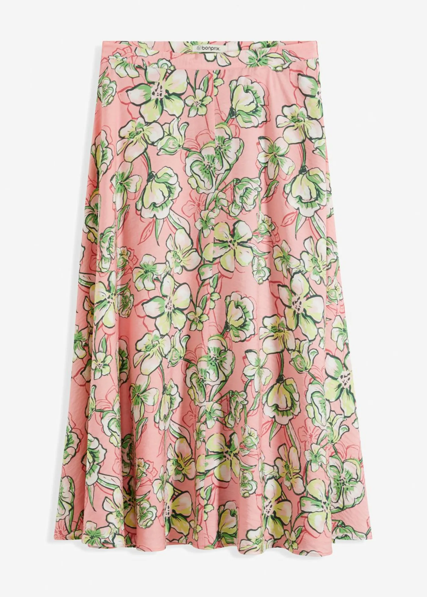 bonprix bonprix Falda midi de mezcla de viscosa fluida rosa pálido Outlet