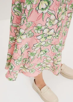 bonprix bonprix Falda midi de mezcla de viscosa fluida rosa pálido Outlet