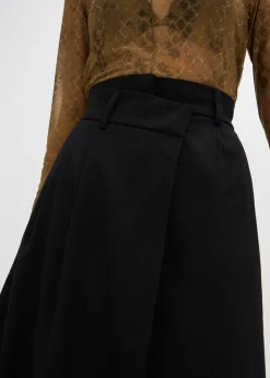 bonprix bonprix Falda midi de mezcla de viscosa Negro New