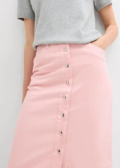 bonprix bonprix Falda midi de sarga Rosa antiguo Outlet