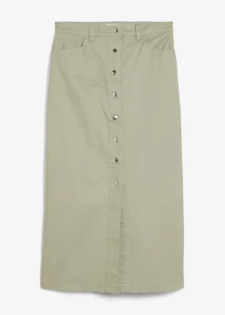 bonprix bonprix Falda midi de sarga Verde alga Sale