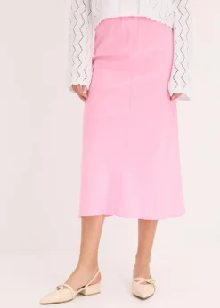 bonprix bonprix Falda midi de satén Rosa Outlet