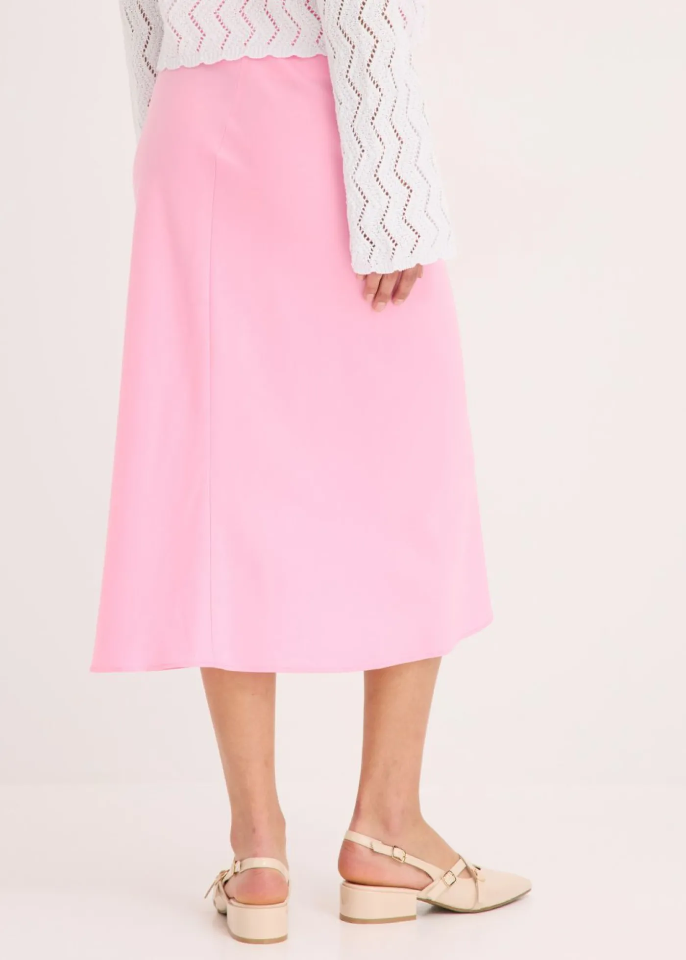 bonprix bonprix Falda midi de satén Rosa Outlet